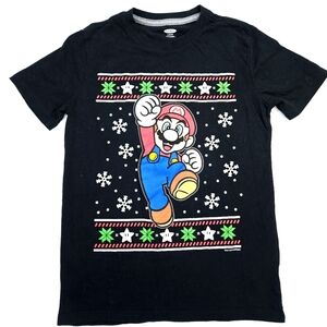 Old Navy Nintendo Super Mario Holiday Graphic Boys T-Shirt Size Large 10/12